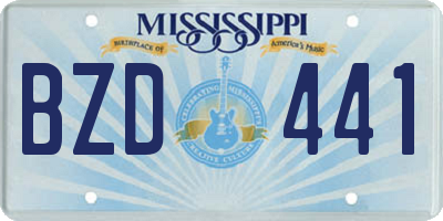 MS license plate BZD441