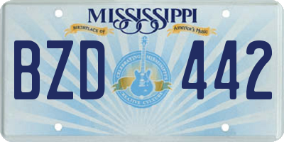 MS license plate BZD442