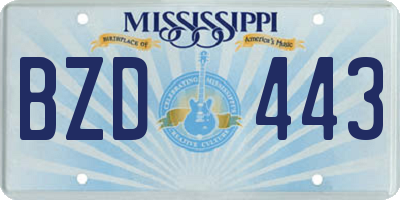 MS license plate BZD443