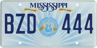 MS license plate BZD444