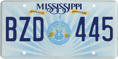 MS license plate BZD445