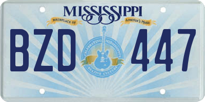 MS license plate BZD447