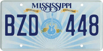 MS license plate BZD448