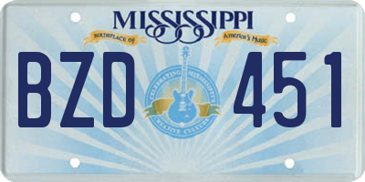 MS license plate BZD451