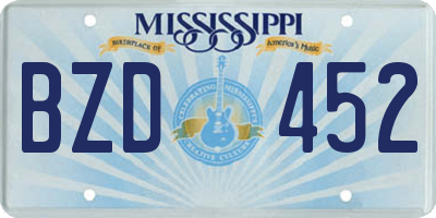 MS license plate BZD452