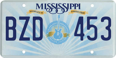 MS license plate BZD453