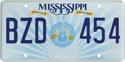 MS license plate BZD454