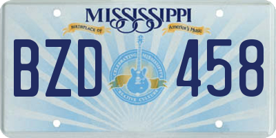 MS license plate BZD458