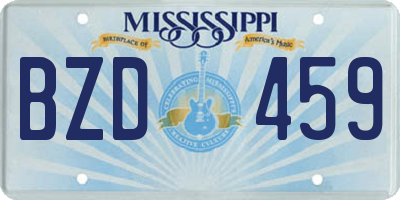 MS license plate BZD459