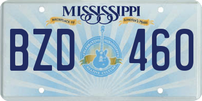 MS license plate BZD460