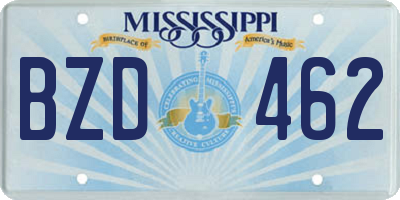 MS license plate BZD462