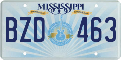 MS license plate BZD463