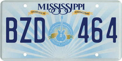 MS license plate BZD464