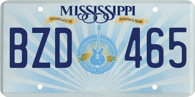MS license plate BZD465