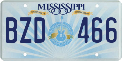 MS license plate BZD466