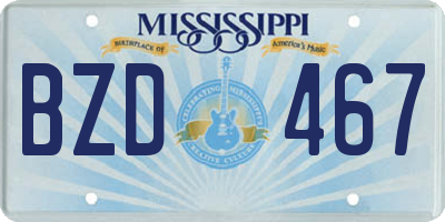 MS license plate BZD467