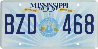 MS license plate BZD468
