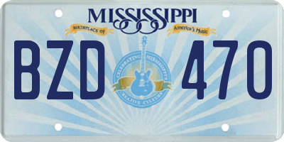 MS license plate BZD470