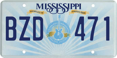 MS license plate BZD471