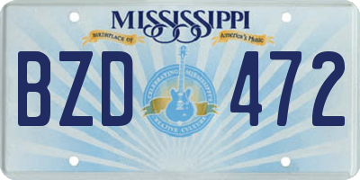 MS license plate BZD472