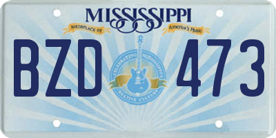 MS license plate BZD473