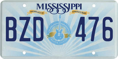 MS license plate BZD476