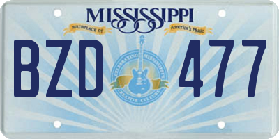 MS license plate BZD477