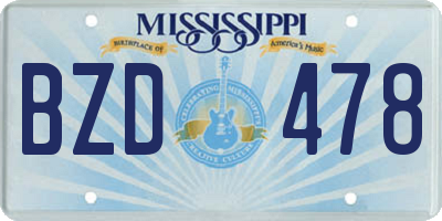 MS license plate BZD478