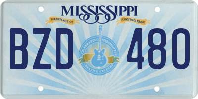 MS license plate BZD480