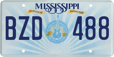 MS license plate BZD488