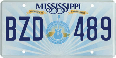MS license plate BZD489