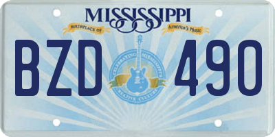 MS license plate BZD490