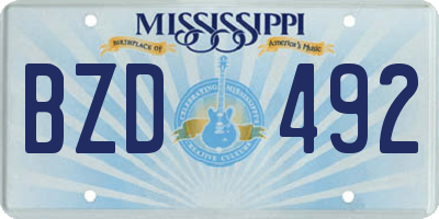 MS license plate BZD492
