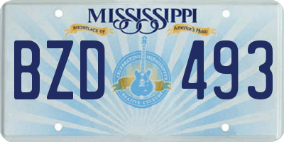 MS license plate BZD493
