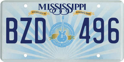 MS license plate BZD496