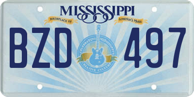 MS license plate BZD497