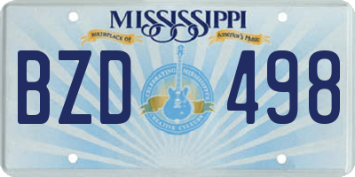 MS license plate BZD498