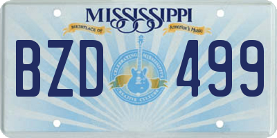 MS license plate BZD499