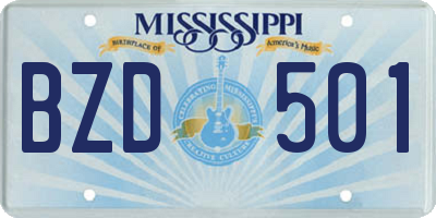 MS license plate BZD501