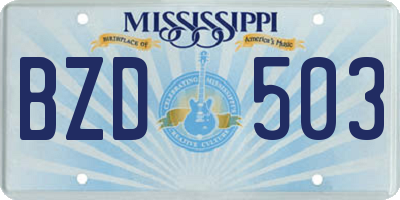 MS license plate BZD503