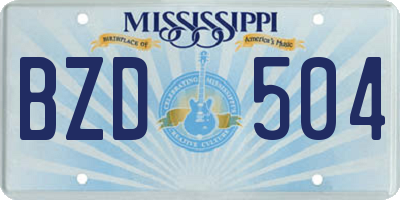MS license plate BZD504