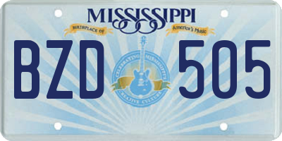 MS license plate BZD505
