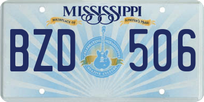 MS license plate BZD506