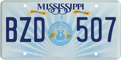 MS license plate BZD507