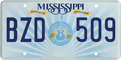 MS license plate BZD509