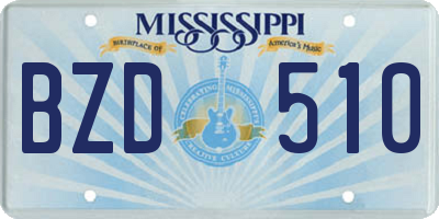 MS license plate BZD510