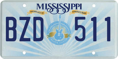 MS license plate BZD511