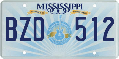 MS license plate BZD512