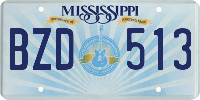 MS license plate BZD513