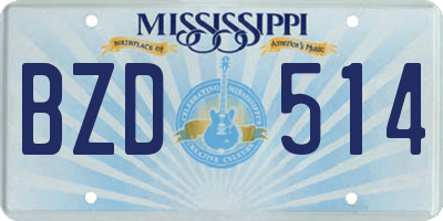MS license plate BZD514